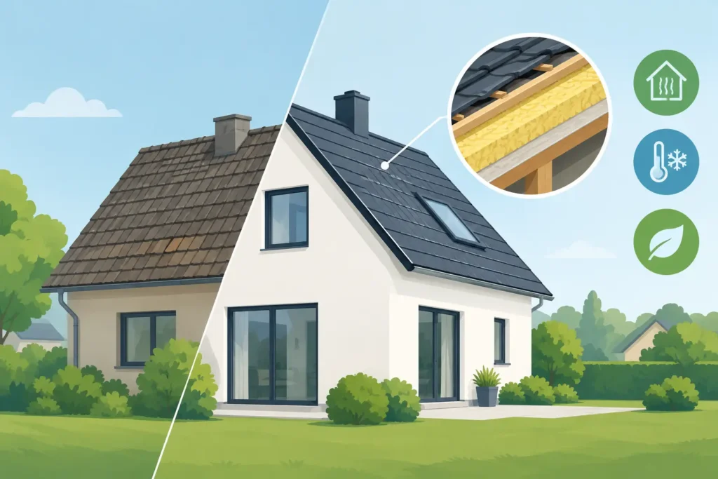 Beispiel energetische Dachsanierung Einfamilienhaus