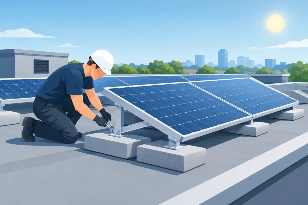 Solarmodule auf Flachdach sicher befestigen